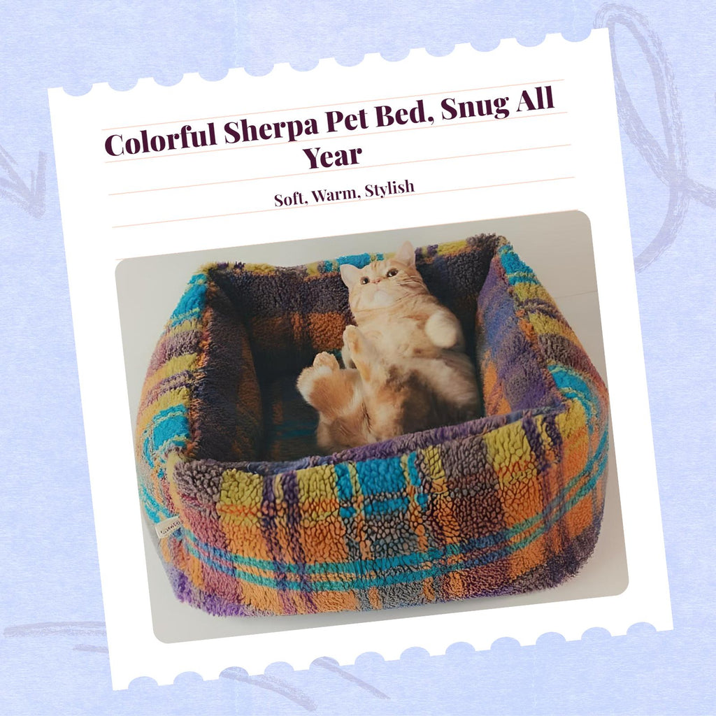 Lamb fleece cat bed, removable pad
