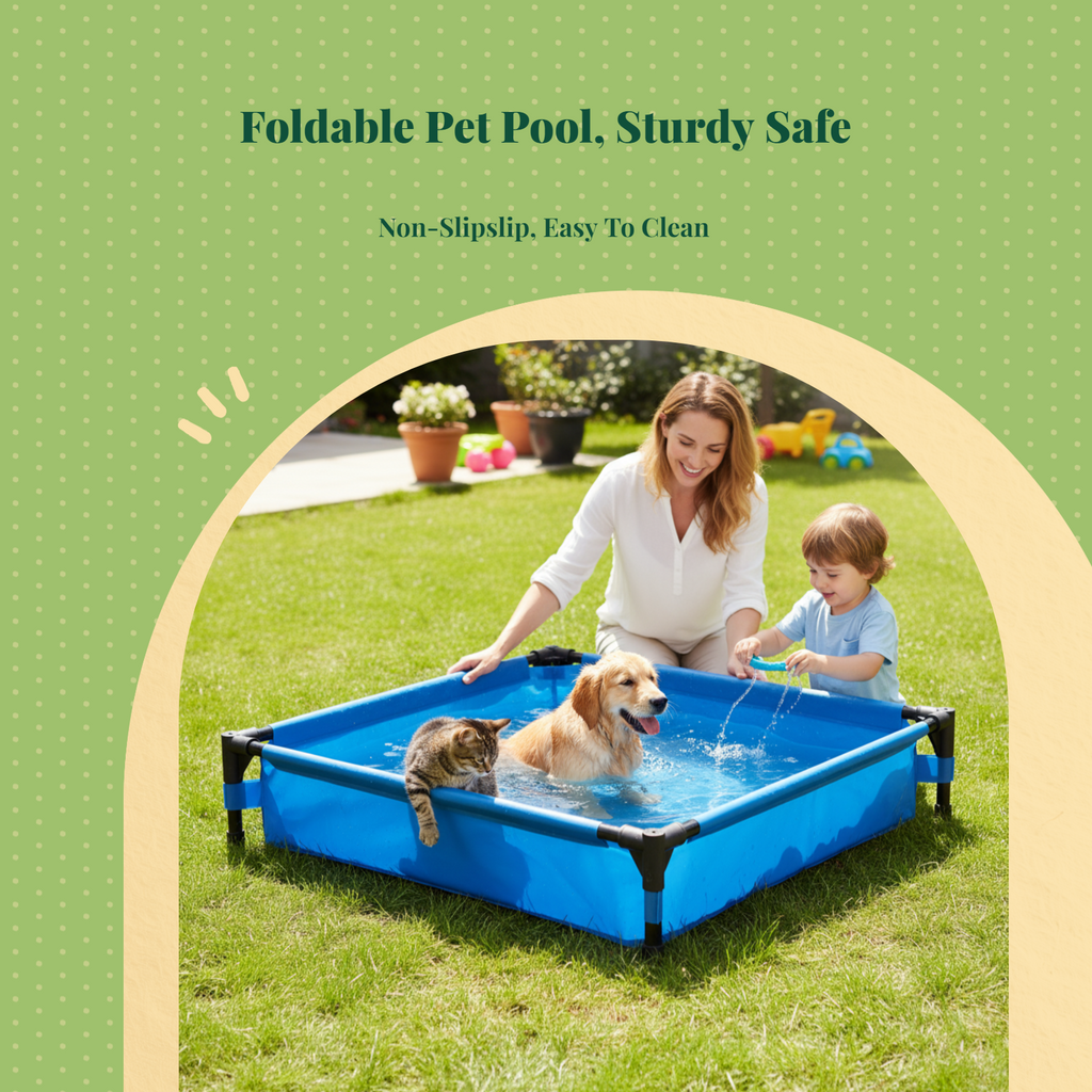 Foldable Pet Pool, Portable Dog Bath Tub, Outdoor Use