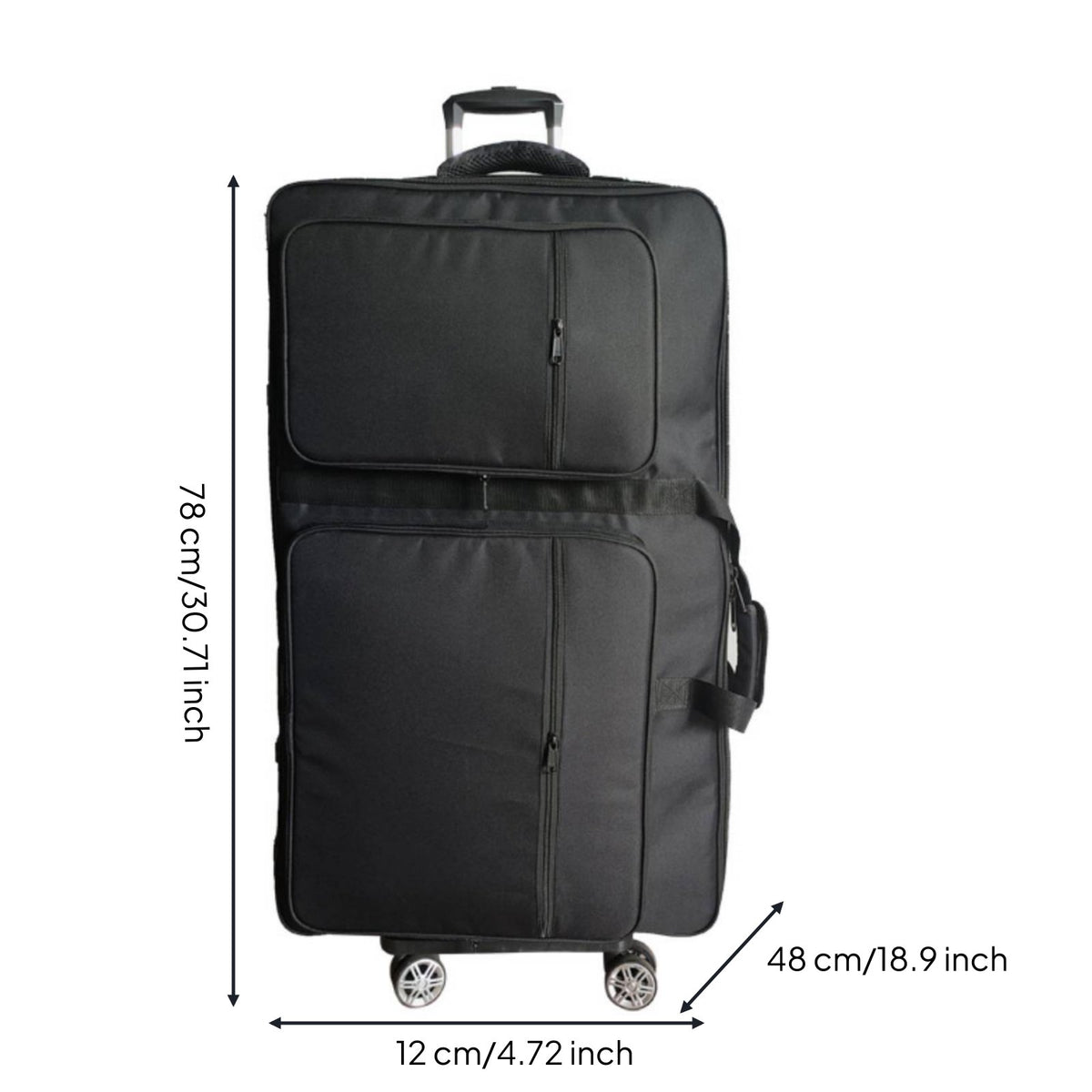 Wheeled DJ Controller Bag With Wheels Rolling DJ Mixer Case Luggage Carrying Strap Audio Equipment Shoulder Bag for DJs, on the Road, Gigs