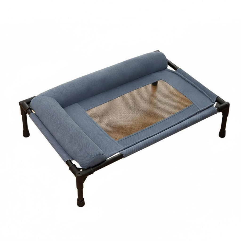 Elevated Pet Bed Water Resistant Raised Pet Lounger with Bolster Sturdy Frame for Cats