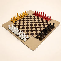 Four-Player Chess Set Sculpted Knight Heads 4 Player Chess Set Strategy Game Glossy Rounded Corners