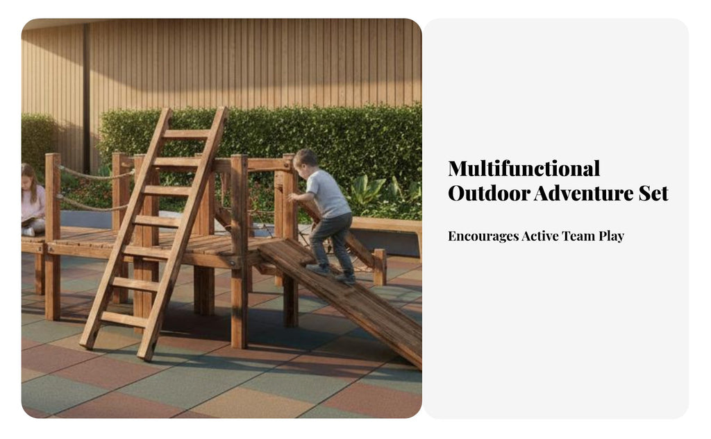 16 Pieces Carbonized Wood Kindergarten Physical Training Set Encourages Active Play Kids Balance Beam Course Builds Strength Wooden Climbing Frame Set Long-Lasting Construction for Toddlers, Teachers, Parents, Daycare Center, Outdoor, Playground