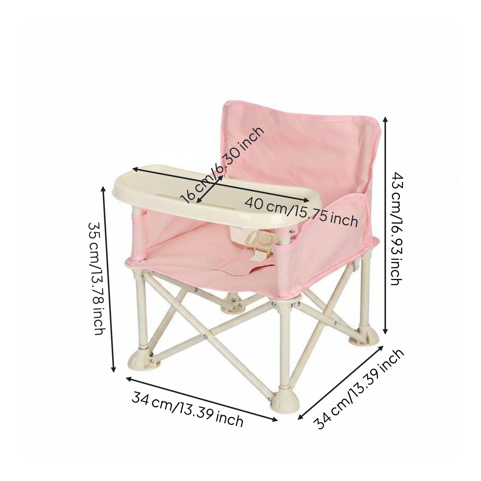 Baby Beach Chair Foldable Folding Baby Chair 5-Point Harness for Babies, Infants