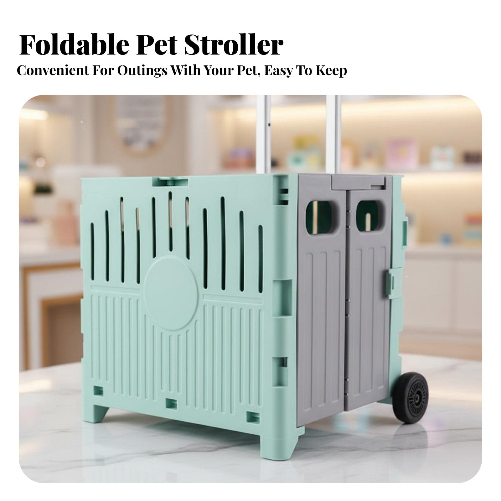 Detachable Pet Stroller Lightweight Wheeled pet compartment 360° pivoting rotating casters