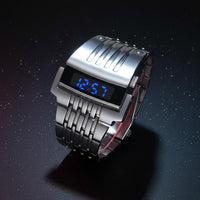 Illuminated Robot Watch Distinctive Design Illuminated Digital Watch Futuristic Electronic Wristwatch Metal Band Digital