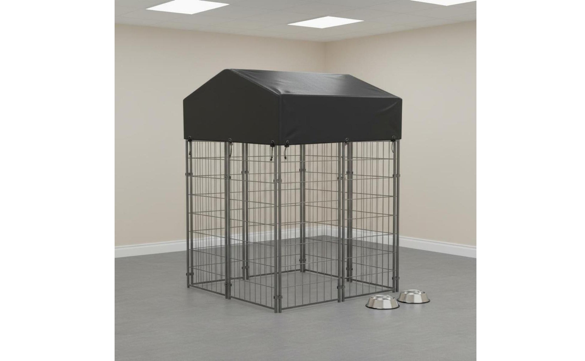 Wire Canine Enclosure Kennel Heavy Duty Roofed Dog Reliable Fastener Latch