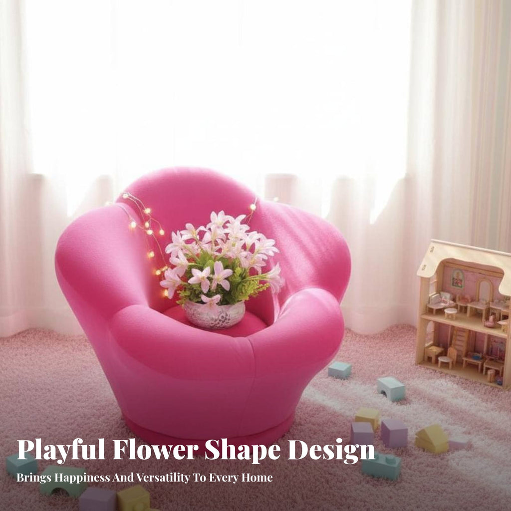 Flower-Shaped Seat leaf-shaped Backrest Plush Single-Person Chair Princess aesthetic No Assembly Required for children, Teens