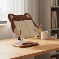 Shiba Inu Book Stand Solid Wood Wooden Reading Stand Storage Tray Base