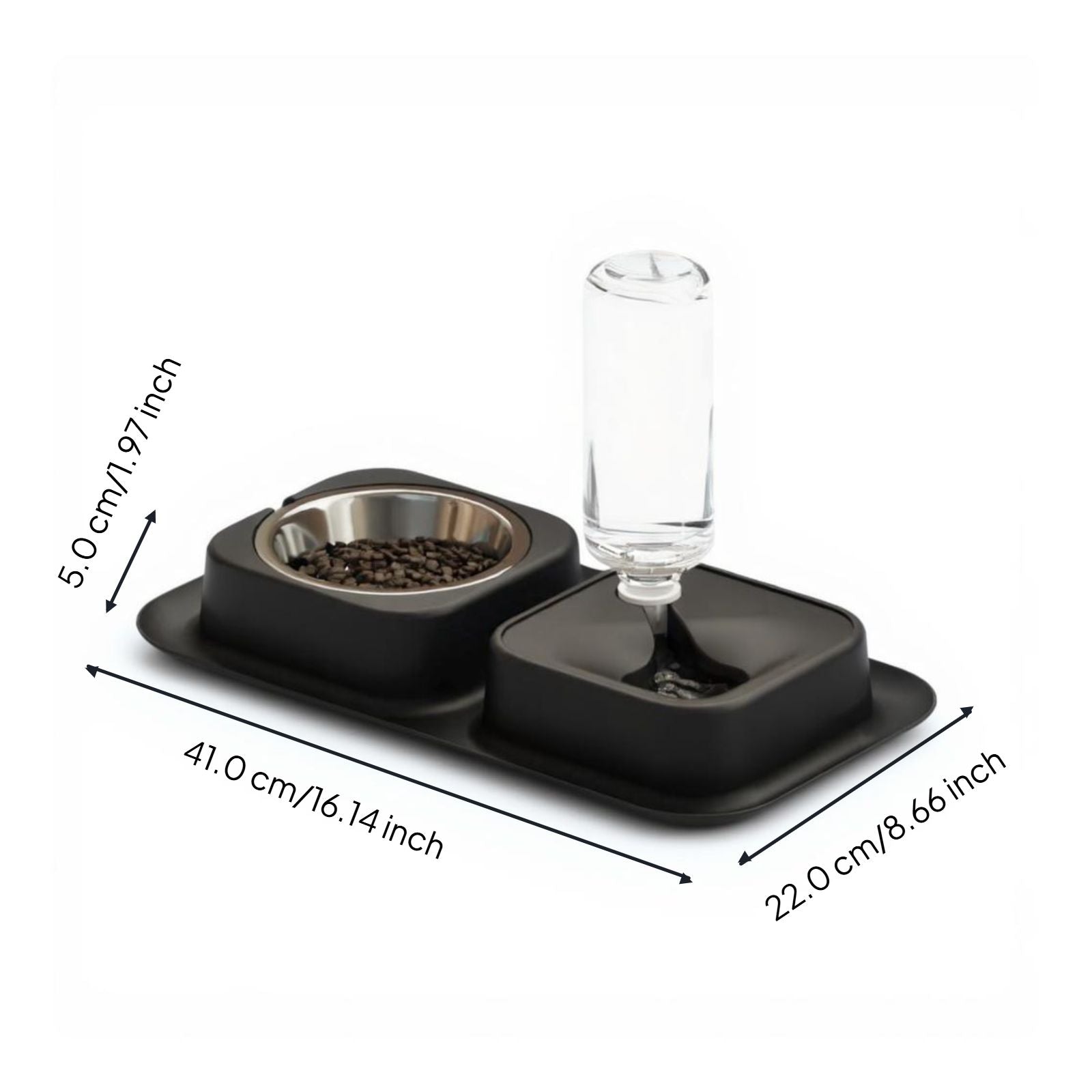 Spill-resistant dual pet feeder
