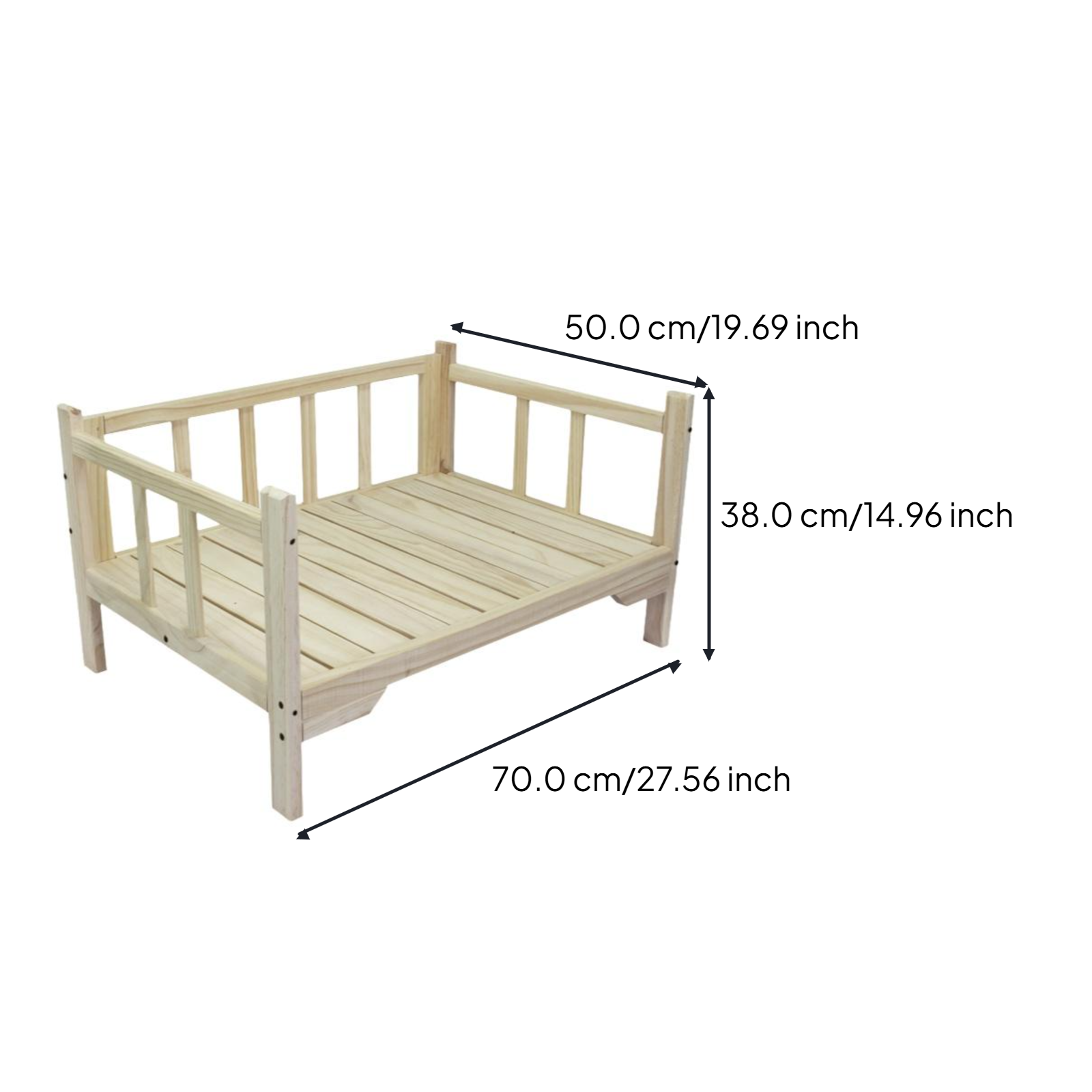 Hardwood pet bed with padded cover