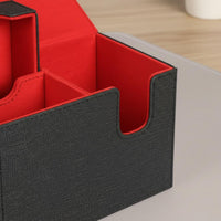 Leader Deck Box Wear-Resistant Leader Deck Box with Dice Tray Secure Card Organizer with Dividers Non-Slip Exterior