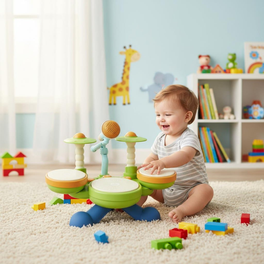 Toddler Drum Set Lights and Music Musical Learning Drum for Toddlers, Babies