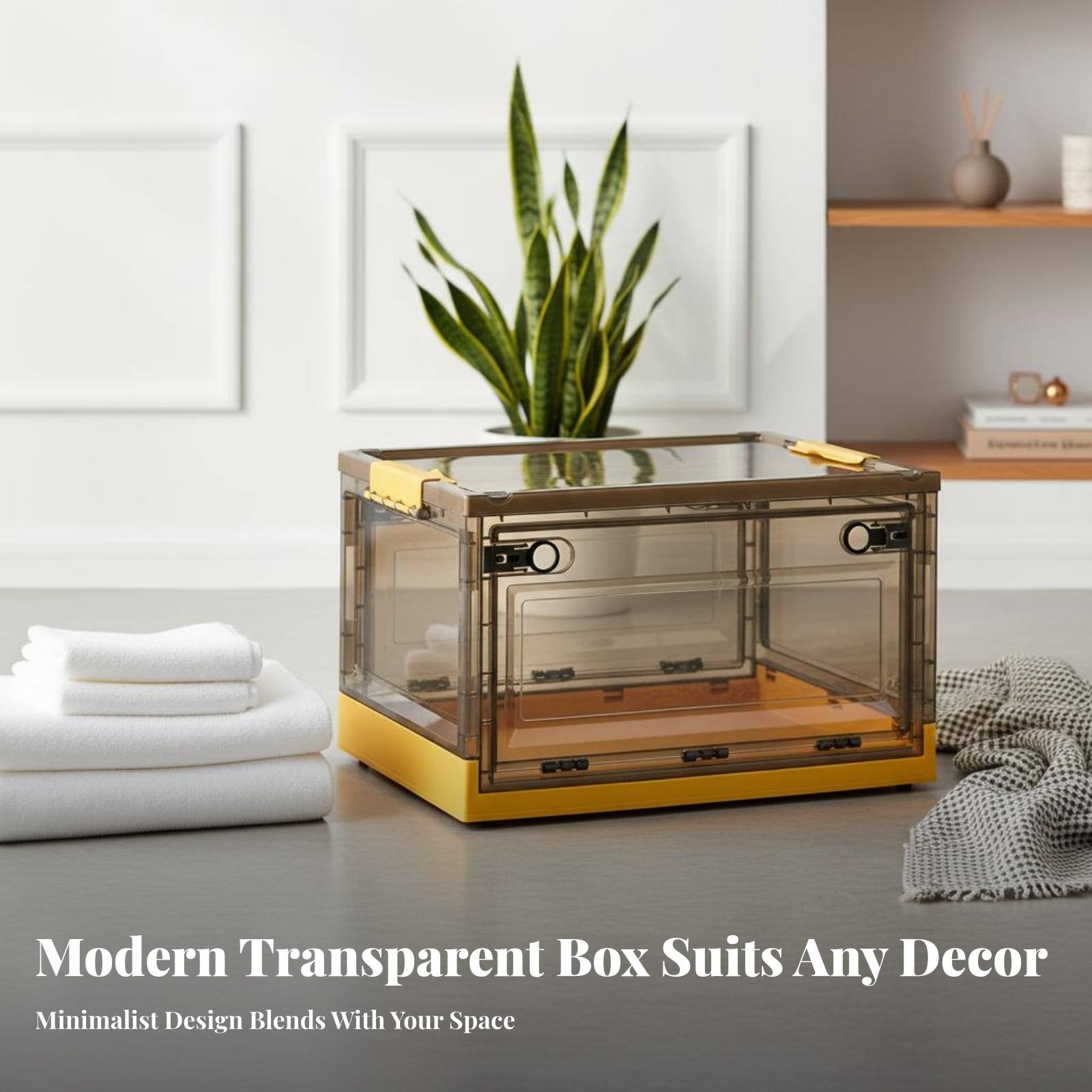 Foldable Storage Box Large Capacity Stackable Storage Bin with Doors