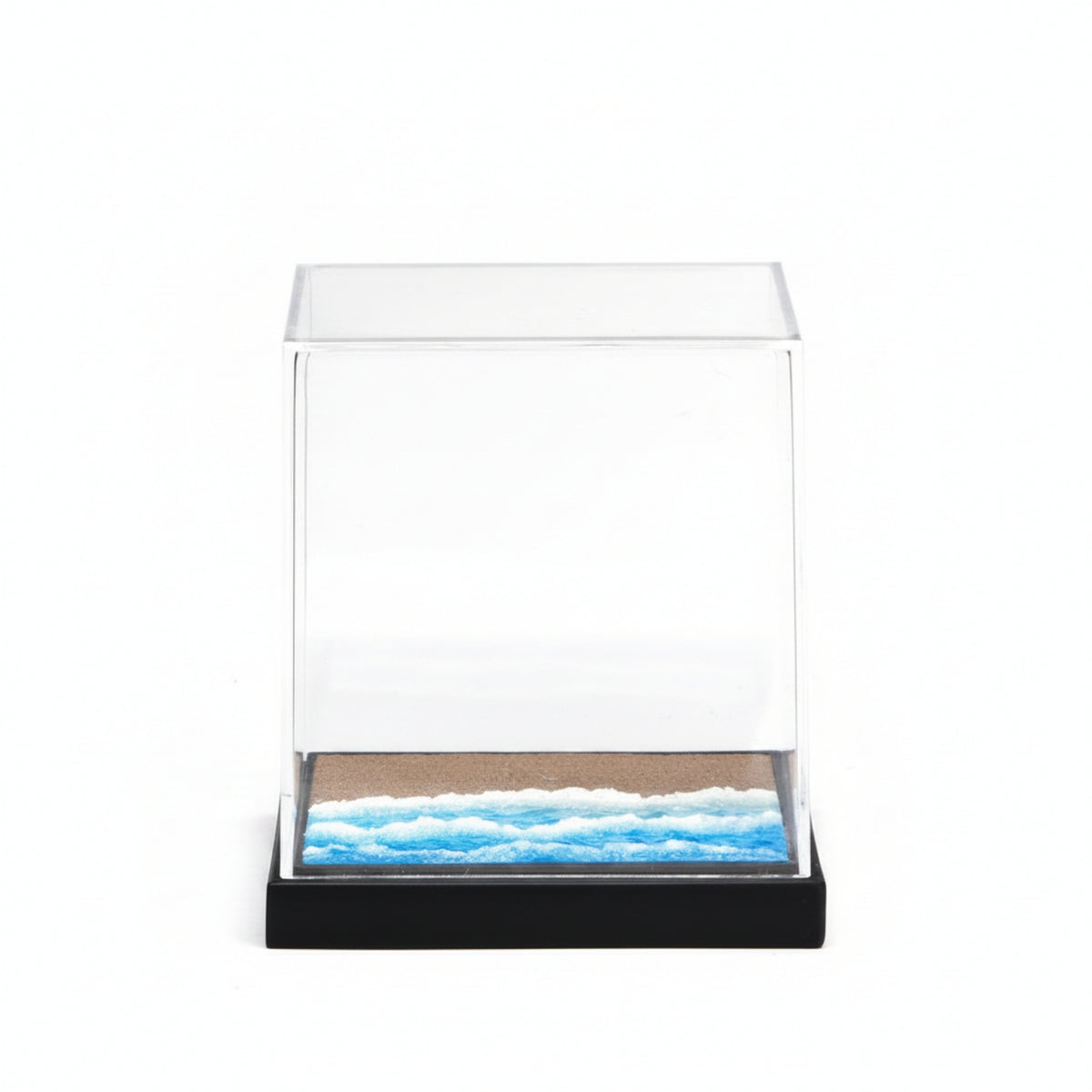 Black Base Beach Diorama Transparent Miniature Display Case