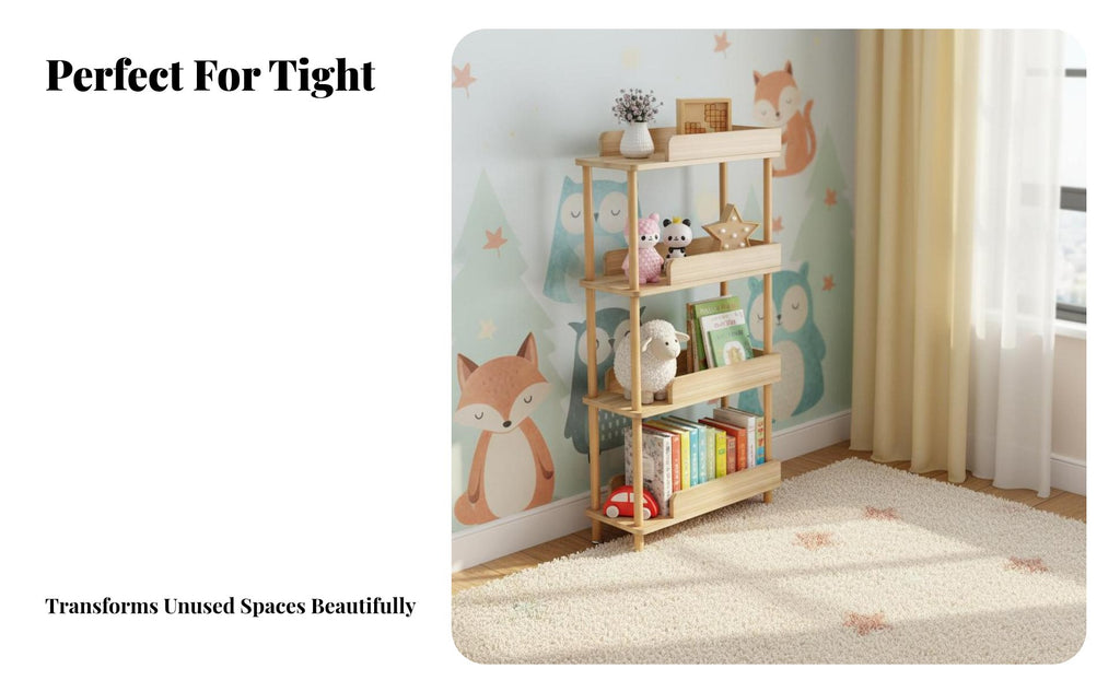 Fabric pouch book rack Space-Saving Storage Rack Childchild-suitable Design for children