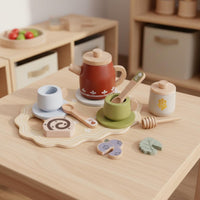 Wooden Tea Set Simulation Design Children's Toy Water-Based Paint for Toddlers