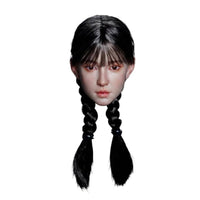 1/6 Female Head Piece Realistic Face Female Figure Head Braided Hair