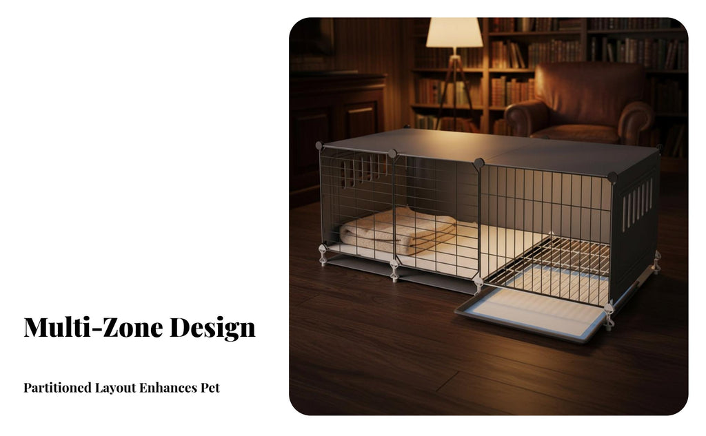 Dog Enclosure with Toilet Z Single D Living Space Pet House with Potty Tray Small Dog Playpen with Divider Easy to Clean Mesh
