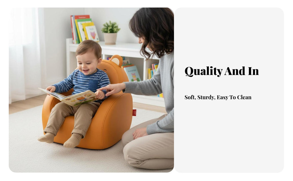 Upholstered child's Armchair Learn-to-Sit Support child's Club Chair for Parents