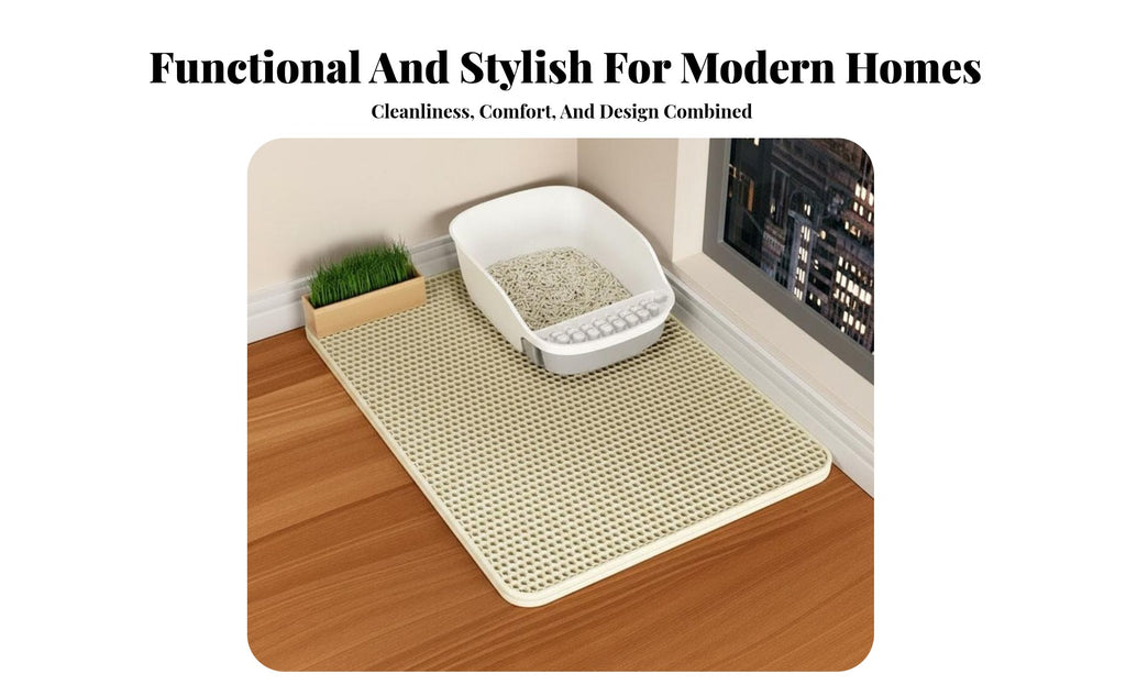 hexagonal Litter Trapping Mat Doubletier Design Floor Protector for feline Owners