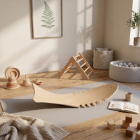 Fishbone Seesaw Board Indoor Outdoor Use Wooden Ball Balance Toy Bent Design