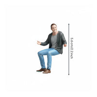 Sitting Man Figurine Realistic Pose Hand-Painted Male Figure Resin Material Diorama Supply for Hobbyists, Dioramas, Sand Tables