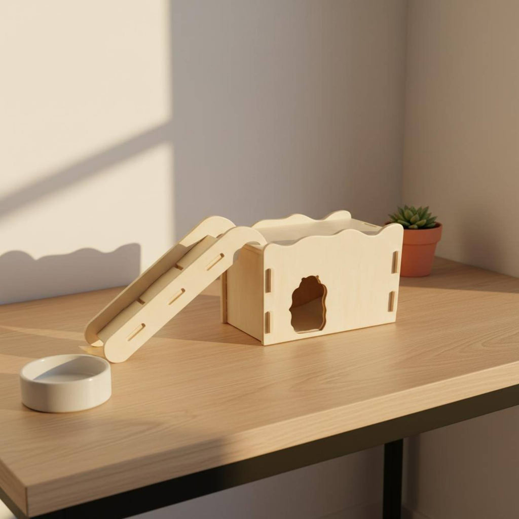 Hamster Ramp House Slotted Step Wood Hamster House Side Entrance
