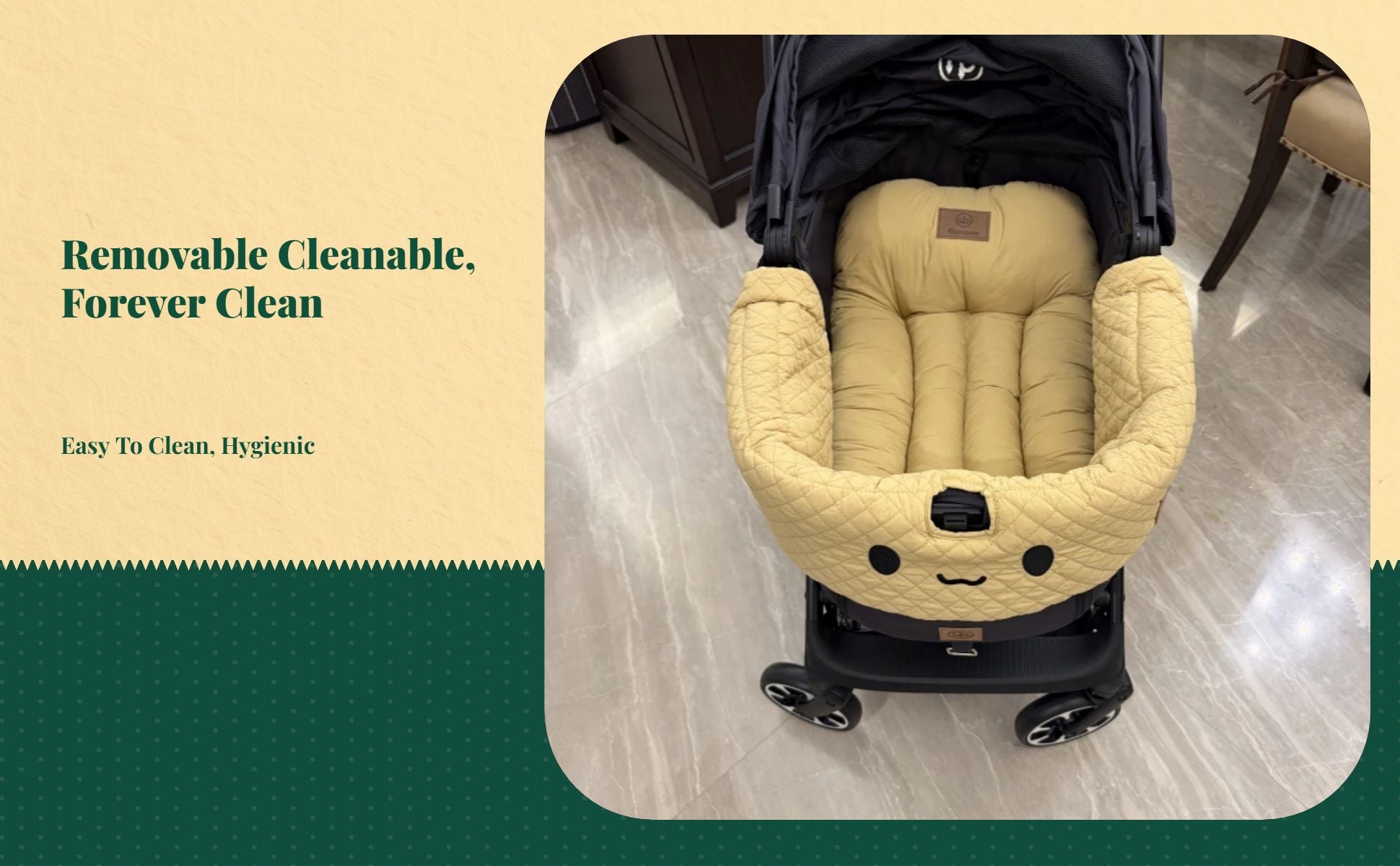 Removable, washable pet stroller mat