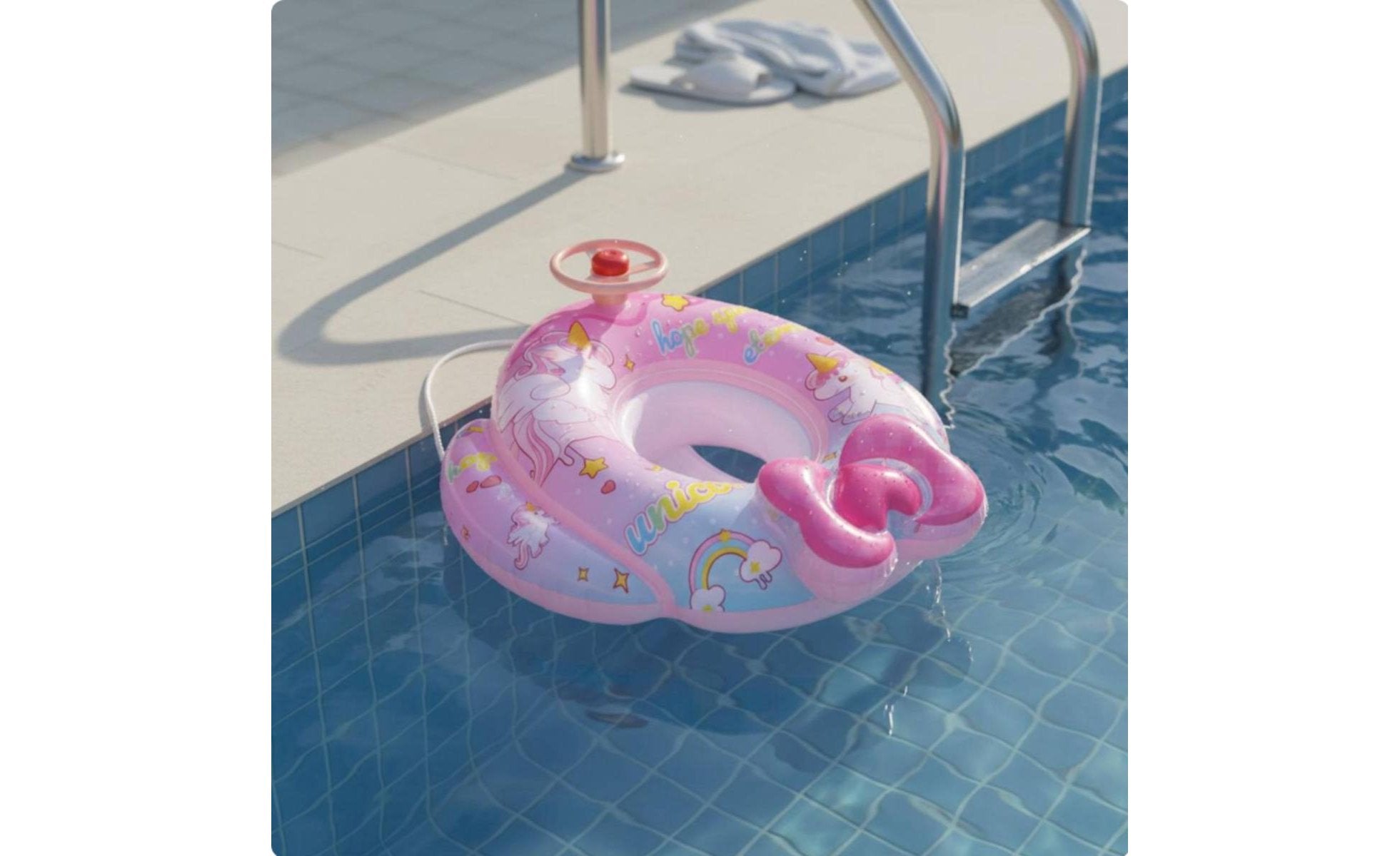 Inflatable Boat with Steering Wheel Squeaky Squeaker Baby Swim Seat Boat