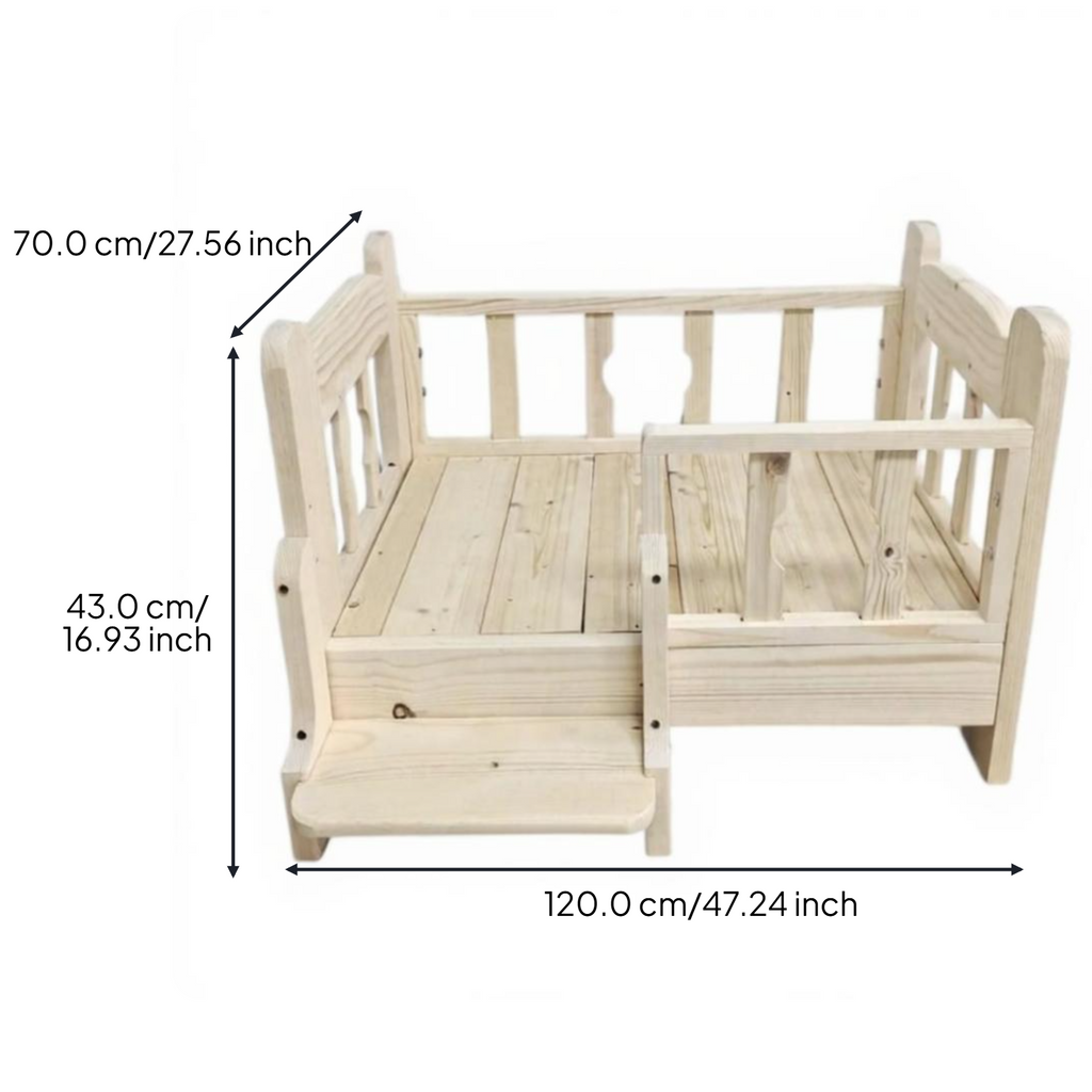Elevated Wooden Pet Bed Frame, Indoor Pet House