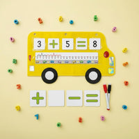 Bus Mathematical Ruler Chart Interactive Addition Subtraction Pocket Chart Wipe-Clean Cards Mathematical Ruler Learning Game for Teachers, Classroom