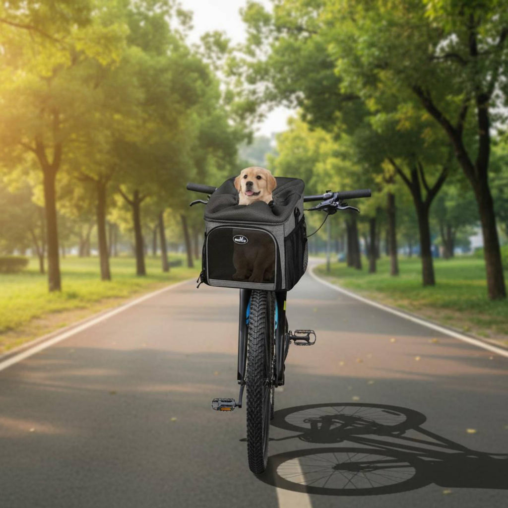 Feline Dog Bike Carrier Breathable Mesh Cycle Pet Bag Foldable Design