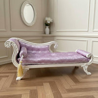 Miniature Long Seat Hand-Sewn 1:12 Scale Fainting Couch Vintage Style Dollhouse Daybed for Collectors, Hobbyists, Diorama