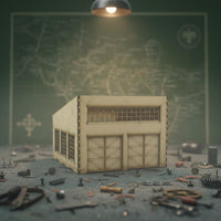 WWII Vehicle Repair Factory Model Removable Roof Cut Building Model