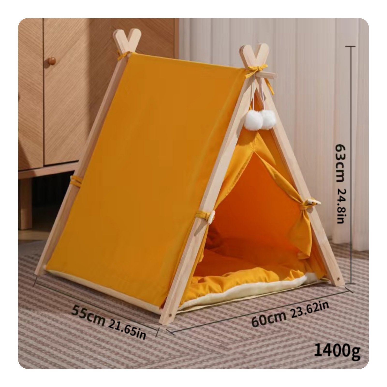 Small Dog Tent House Semi-Enclosed Design Pet Teepee Soft Cushion for Cats