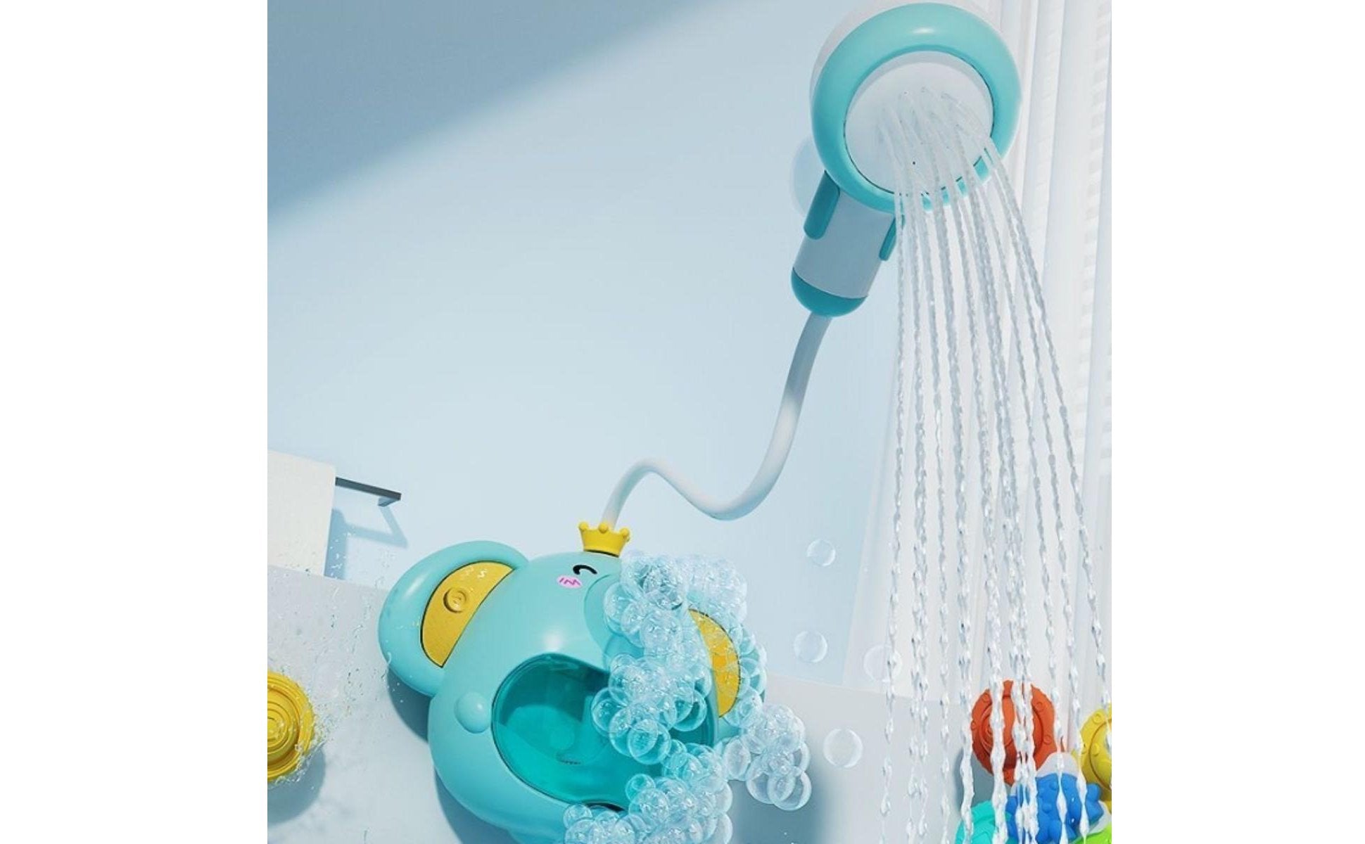2-in-1 Bubble Machine Shower Fun Sound and Light for Bathroom, Young Children