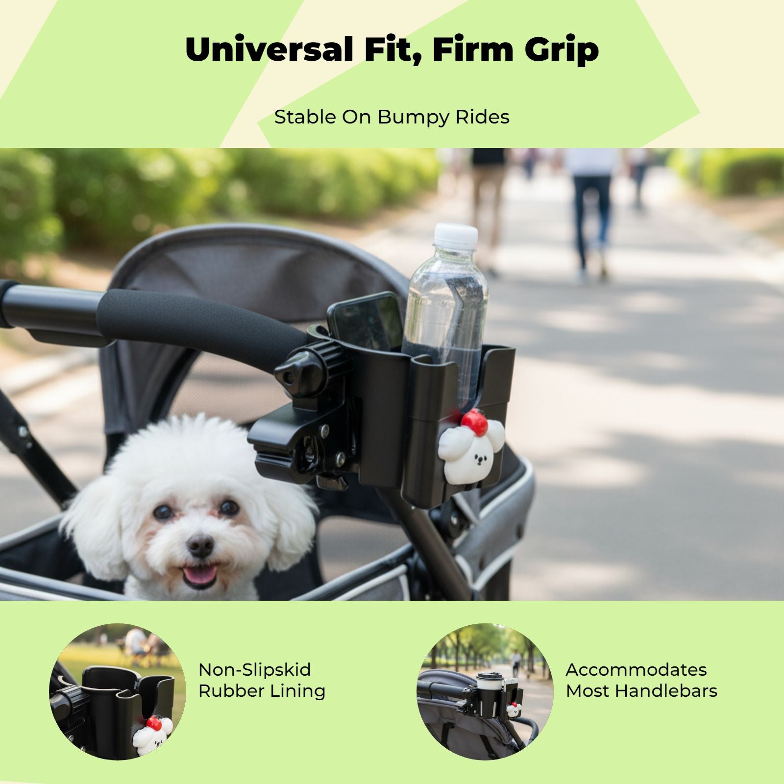 Non-slip stroller cup holder