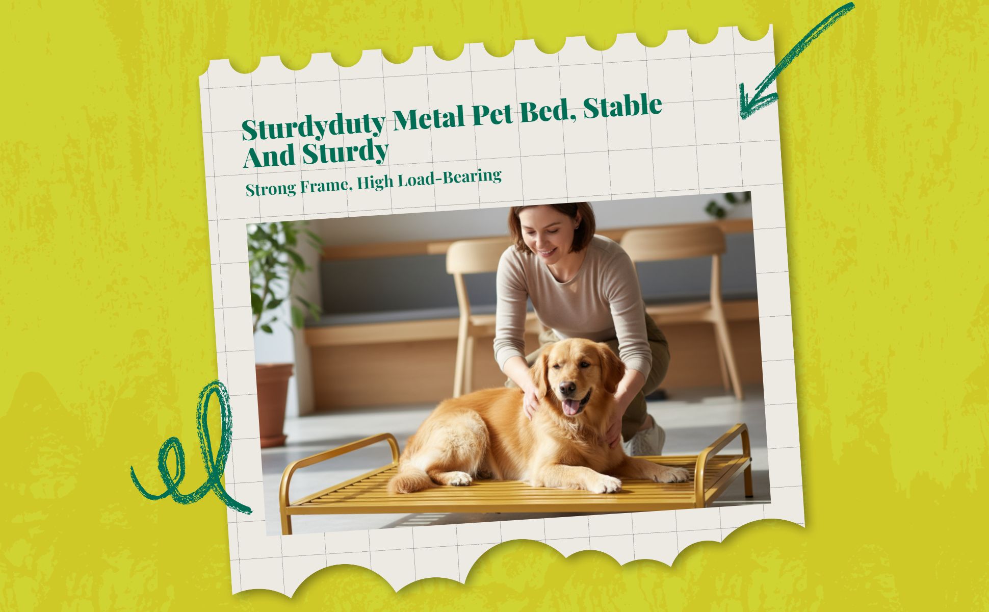 Gnaw-resistant dog bed, easy clean.