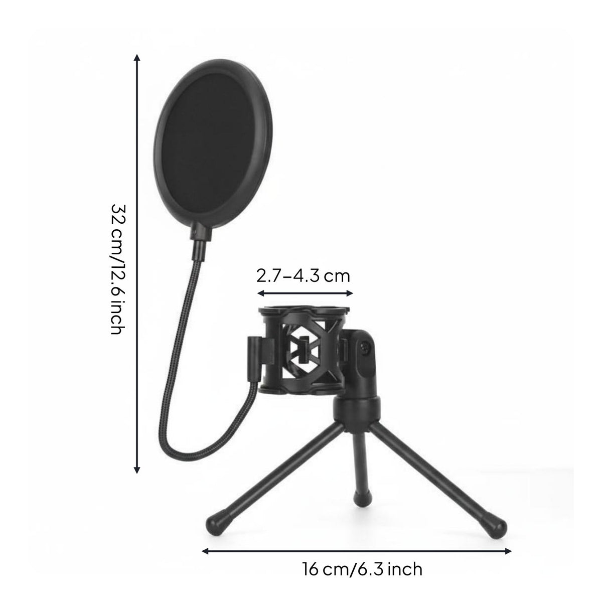 Tripod Sound Input Instrument Stand Universal Sound Input Instrument Plosive Screen Stand Non-Slip Pads Microphones Holder for Streamers, Podcasters