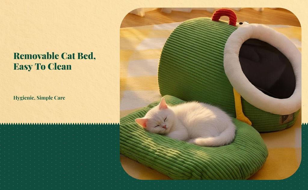 Washable semi-enclosed cat bed