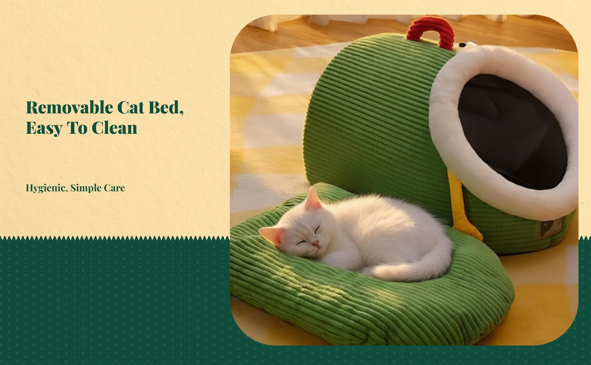 Washable semi-enclosed cat bed