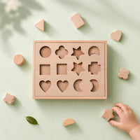 Wooden Shape Matching Board Early Learning Color Matching Game Natural Wood
