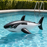 Black-and-White Sea-Creature Buoy Raised Fin Sea Creature Pool Buoy Glossy