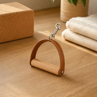 2 Pieces Leather Wood Handles Leather Wood Handle Easy to Carry Exercise Accessories