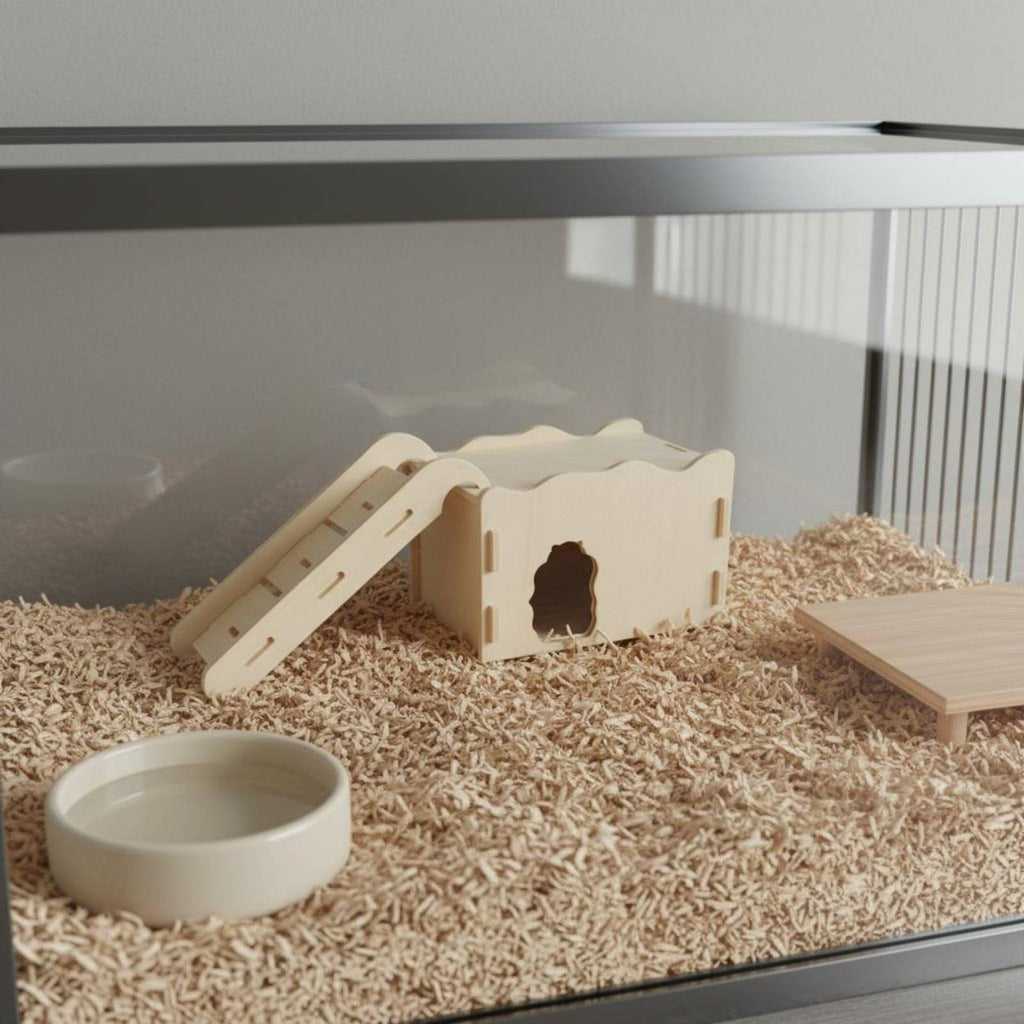 Hamster Ramp House Slotted Step Wood Hamster House Side Entrance