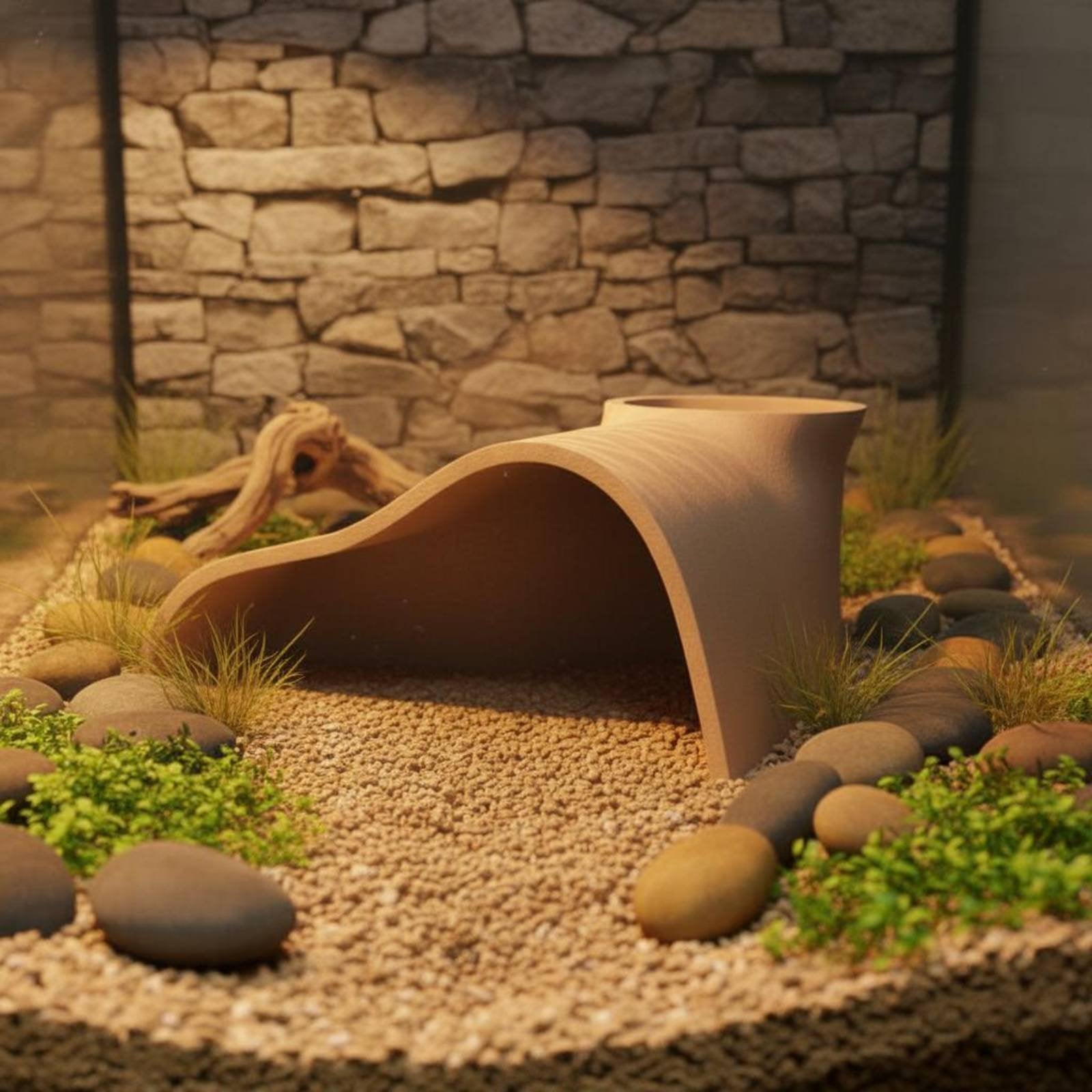 Amphibian Cave Hide Stress Reducing Aquarium Tunnel Cave for Small Pets