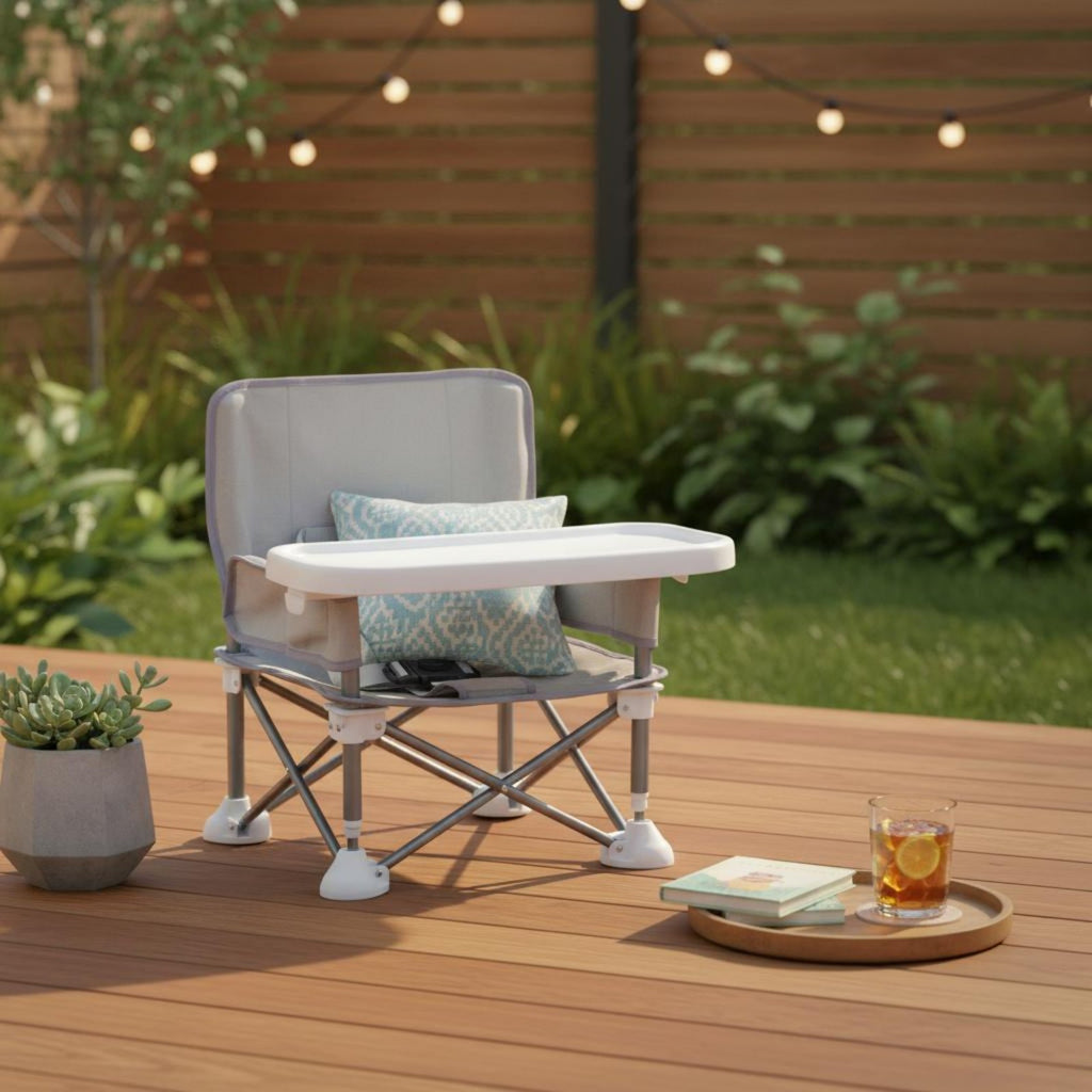 Baby Camping Chair Removable Tray Baby Beach Chair Safety Strap for Outdoor Meal