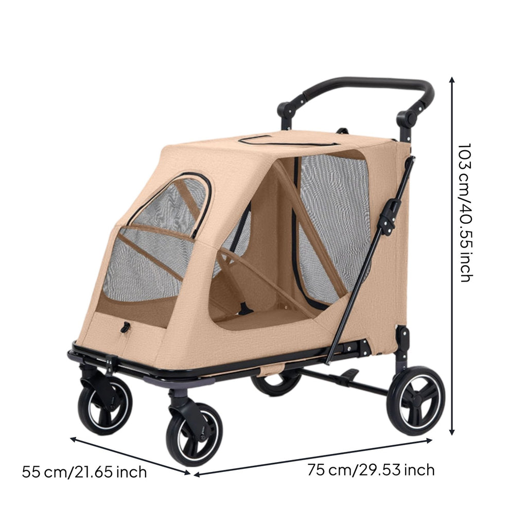 Foldable Dog Stroller Portable Foldable Pet Stroller Adjustable Handle
