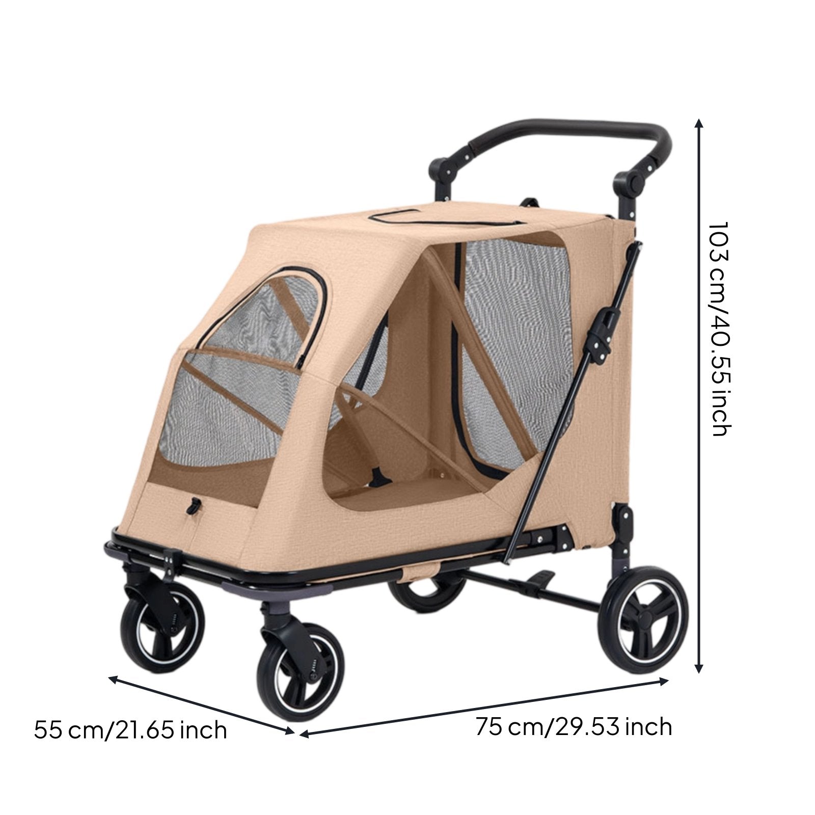 Foldable Dog Stroller Portable Foldable Pet Stroller Adjustable Handle