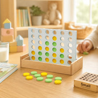 Wooden Connect Four Game Educational Board Activities Portable Box Set